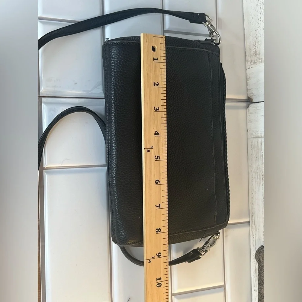 Liz Claiborne Black Textured Leather Crossbody Bag